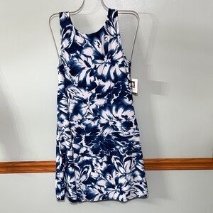 Anne Klein Floral Dress in Blue and White